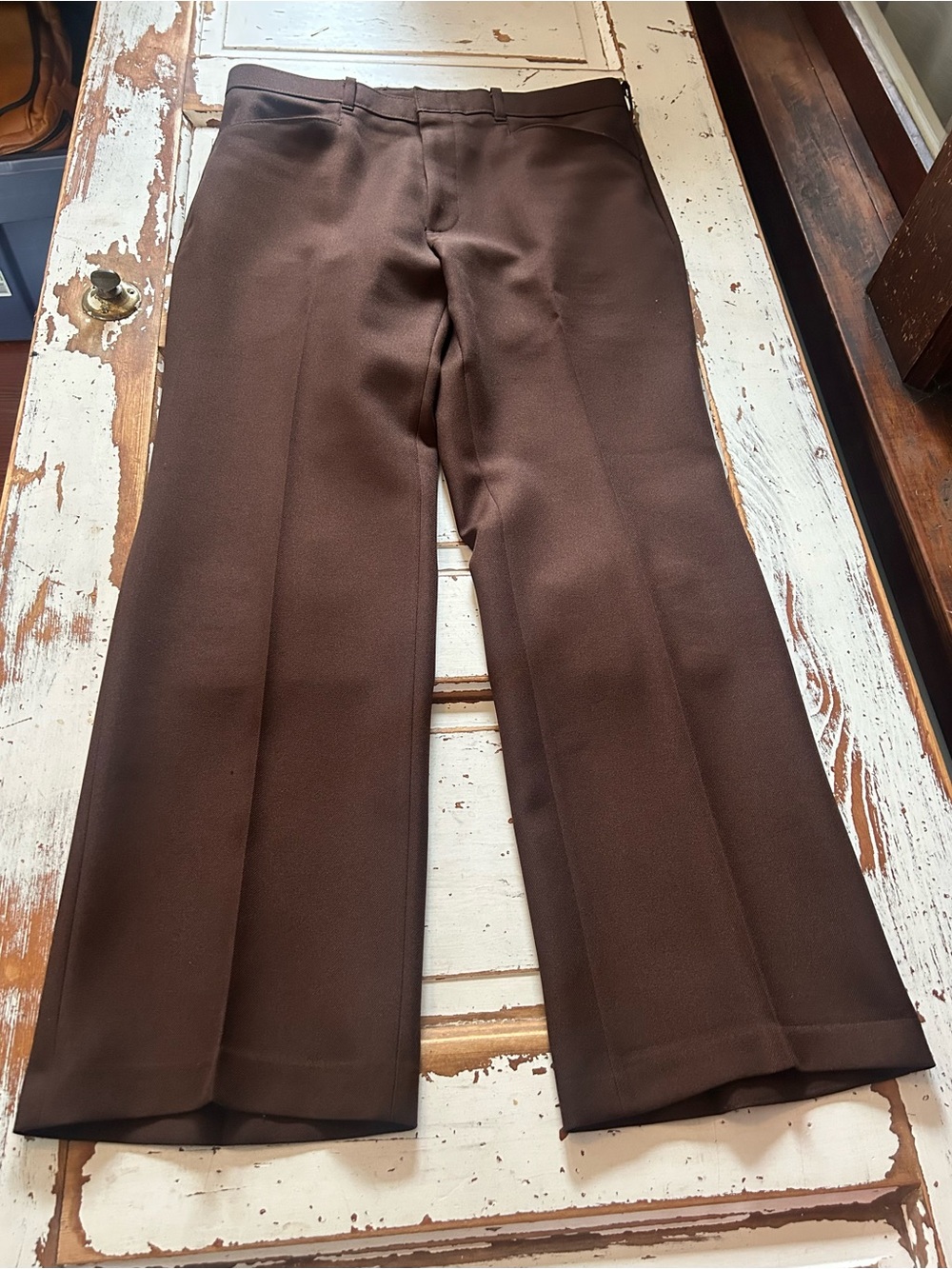 Vintage Levis Action Slacks Mens 35 x 30  Polyester Pants 1970's 1980's Brown
